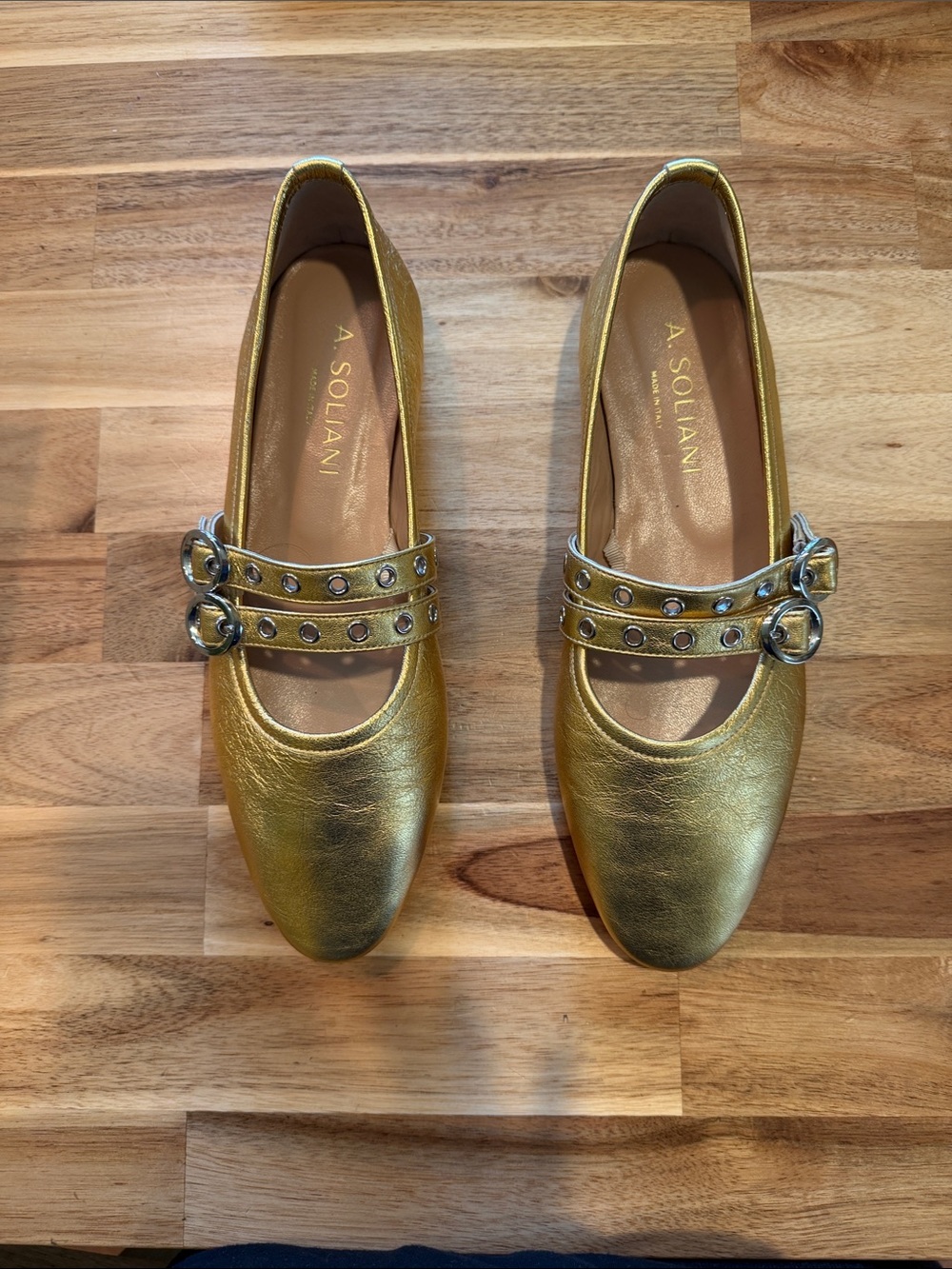 Comp 2 Double-Strap Studded Mary jane flats